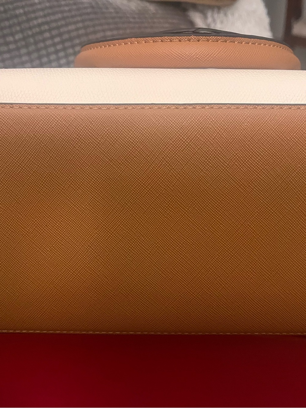 ALDO Colorblock Executive Tote Bag | Cream, Cognac & Black Faux Snakeskin Pocket - Picture 6 of 12